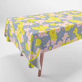 Pastel Spring Flowers Mini Green Tablecloth