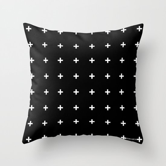White Plus on Black /// www.pencilmeinstationery.com Throw Pillow
