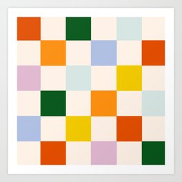 Retro Rainbow Checkerboard  Art Print