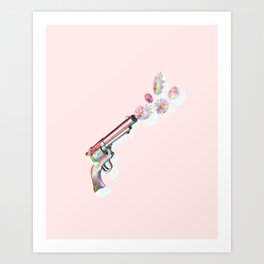 Pink Revolver Gun "Daisy Bang Bang" Political Art Art Print