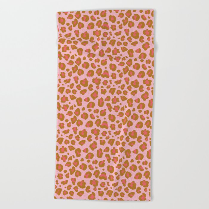 pink leopard skin Beach Towel