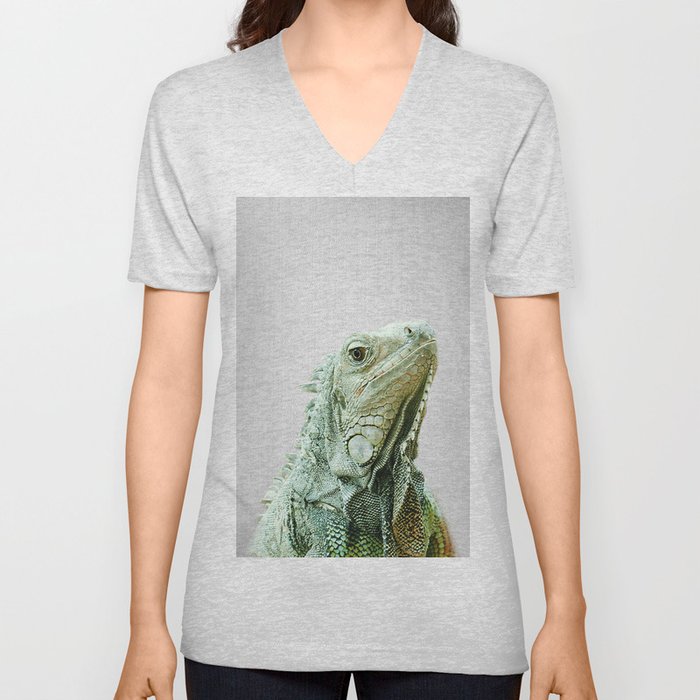 Iguana - Colorful V Neck T Shirt