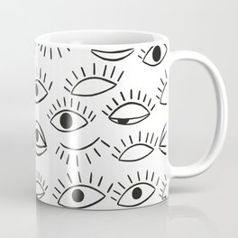 Doodle eye, seamless pattern.  Mug