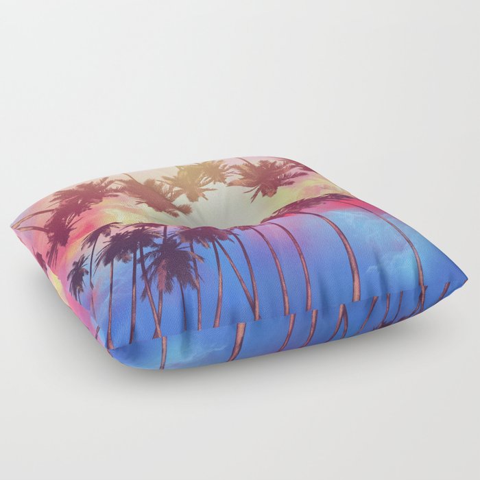 summer sunset palms Floor Pillow