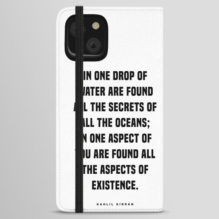 One drop of water - Kahlil Gibran Quote - Literature - Typography Print 1 iPhone Wallet Case