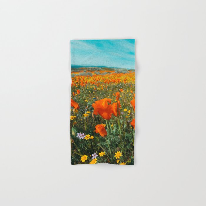 California Wildflower Poppy Superbloom Hand & Bath Towel