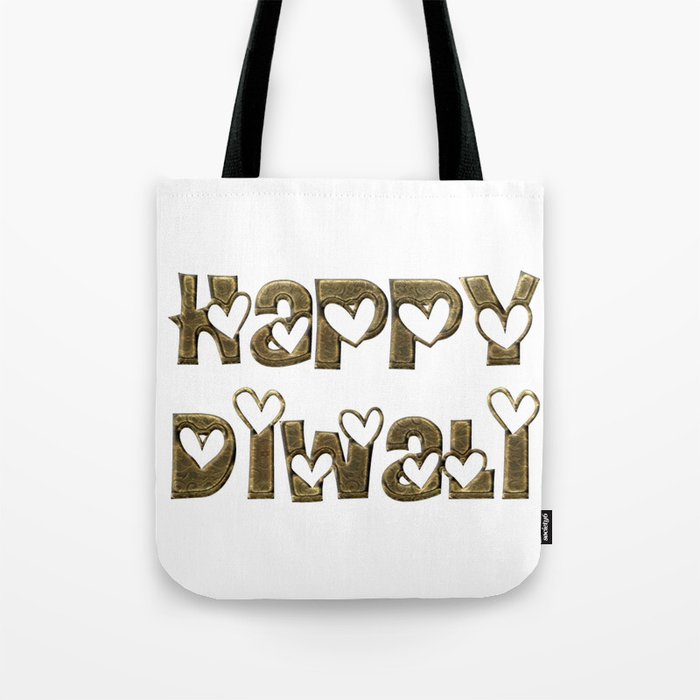 Happy Diwali Festival of Lights Typography Tote Bag by