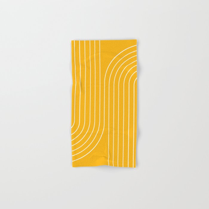 Minimal Line Curvature VIII Golden Yellow Mid Century Modern Arch Abstract Hand & Bath Towel
