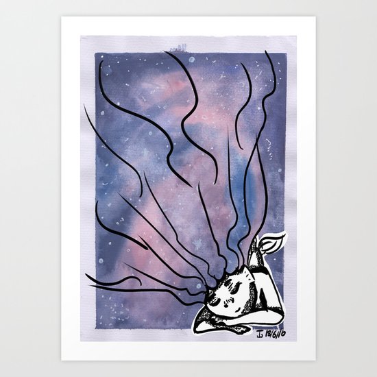 Sleeping Space Mermaid Art Print