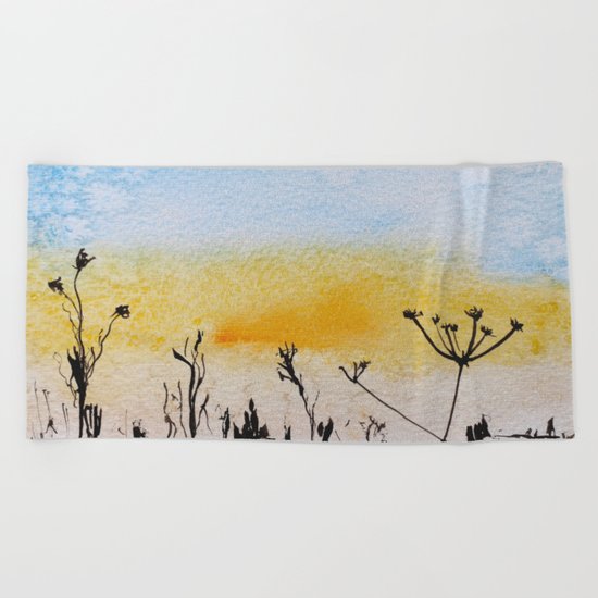 Summer sunrise in watercolor Beach Towel