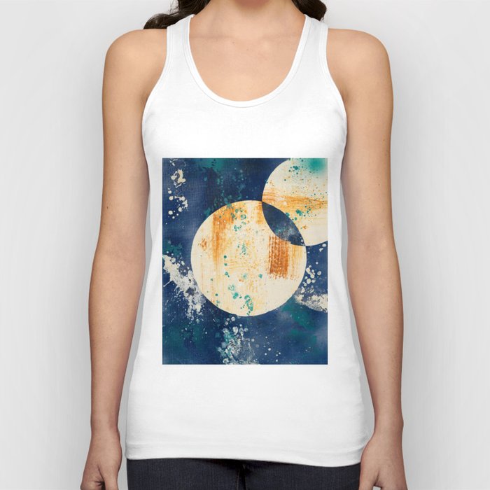 Abstract #14722 | yellow and blue circles geometric painting Tank Top