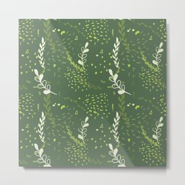 Summer Abstract Seamless Pattern Metal Print | Nature Inspired, Darkgreen, Tropicalleaves, Pattern, Littlespots, Digital, Seamlesspattern, Summerabstract, Flowerchild, Drawing 