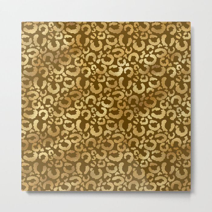 Leopard Gold Brown Modern Collection Metal Print