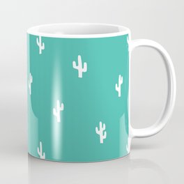 Minimalist Cactus Pattern in Turquoise Blue Green and White Coffee Mug