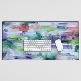 Abstract Green and Purple Wash Desk Mat