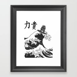 Samurai Surfing The Great Wave off Kanagawa Framed Art Print