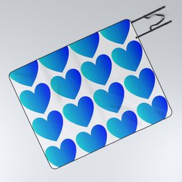 Love Hearts Classic Blue Ombre Picnic Blanket