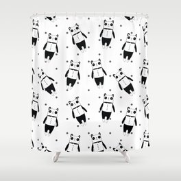 Black and white panda dotted pattern Shower Curtain