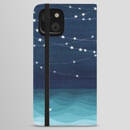 Garlands of stars, watercolor teal ocean iPhone Wallet Case