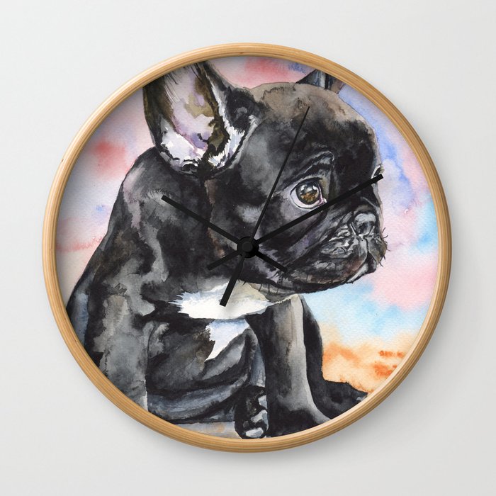 French Bulldog Puppy Watercolor | Pillow Cover | Dogs | Home Decor | Custom Dog Pillow | Dog Mom Wall Clock