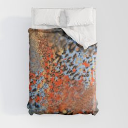 Blue, Orange, Black, Explosion Abstract Comforter