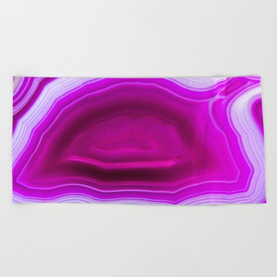 Pink agate Geode Beach Towel