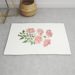 pink rose watercolor 2021 Rug | Perfume, Flowerpainting, Florist, Garden, Green, Painting, Pink, Summer, Watercolor, Country 