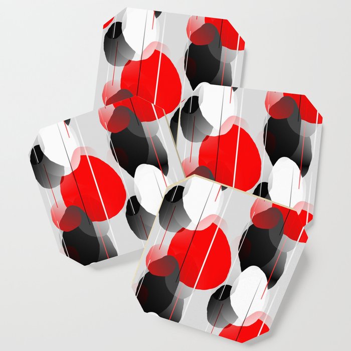 Modern Anxiety Abstract Red Black Gray Coaster By Mellowcat