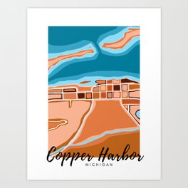 Copper Harbor MI // Downtown Map  Art Print