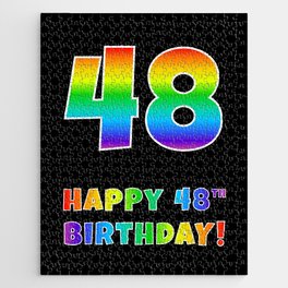 [ Thumbnail: HAPPY 48TH BIRTHDAY - Multicolored Rainbow Spectrum Gradient Jigsaw Puzzle ]
