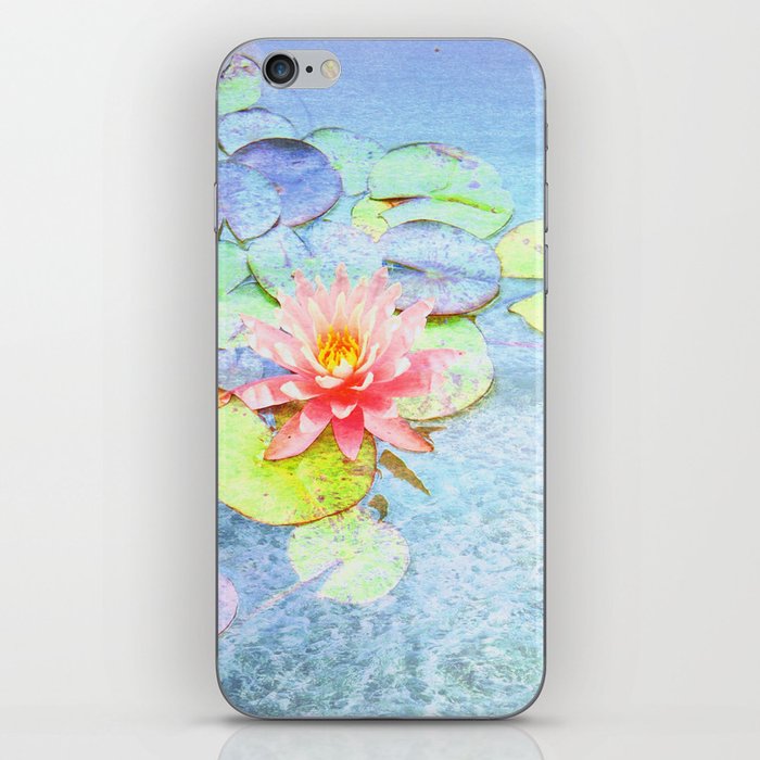 pink waterlily painted impressionism style iPhone Skin