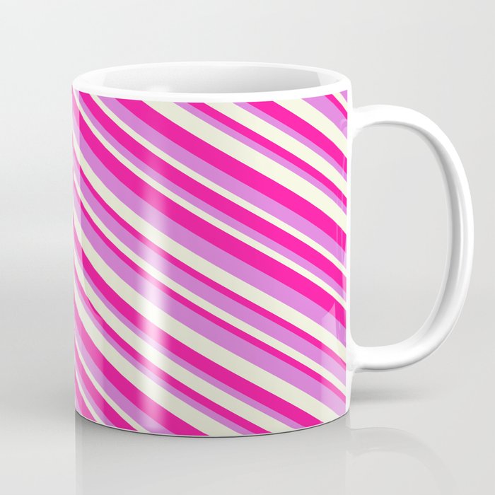 Orchid, Beige & Deep Pink Colored Pattern of Stripes Coffee Mug