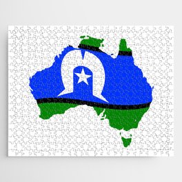 Torres Strait Islander Flag On Map Of Australia Jigsaw Puzzle