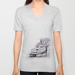 Traces of Time - Pen and Ink Drawing V Neck T Shirt