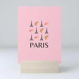 Paris Eiffel Tower Retro Modern Pink Art Decor Illustration  Mini Art Print