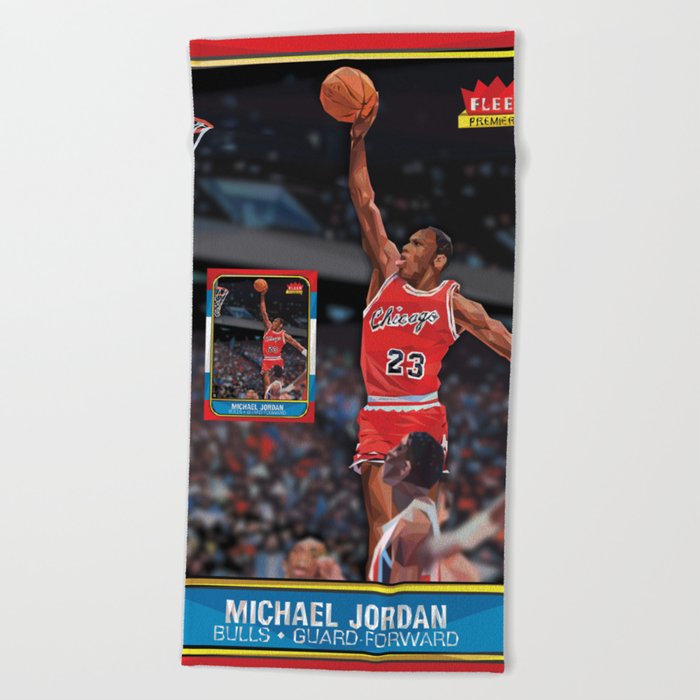 MJ rookie card remade with triangles Beach Towel
