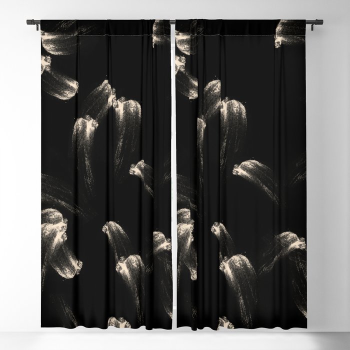 Abstract Art Painting Brush Strokes Black Beige V5 Blackout Curtain