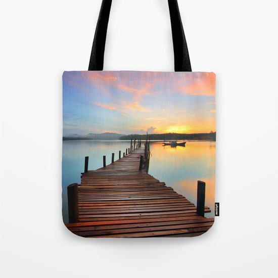 Pier on the Water at Sunset Tote Bag