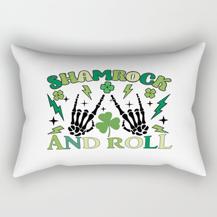 Shamrock and roll St. Patricks day 2022 Rock tee Rectangular Pillow