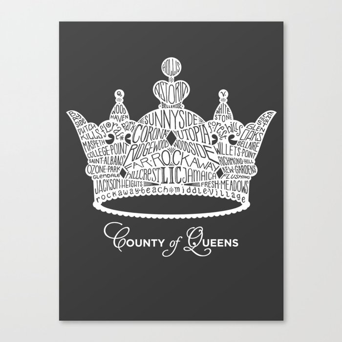 County of Queens | NYC Borough Crown (WHITE) Canvas Print