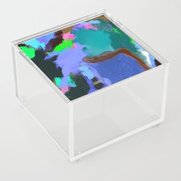 Muted Abstract Modern Clouds Blue Acrylic Box
