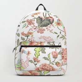 dainty cottagecore floral packed pattern - peach/pink Backpack