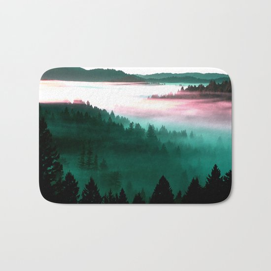 Misty Mountains Morning : Magenta Mauve Teal Bath Mat