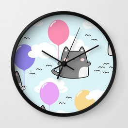 Grab Your Balloons and Invite your Cats Wall Clock