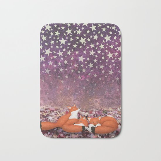 foxes under the stars Bath Mat