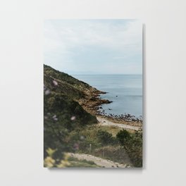 "Playa Agiti Bidea" Spain travel photography | Abandoned pebble beach | Photo wall print Metal Print | Abandoned, Spain, Purple, Color, Travel, Ocean, Green, Photo, Playa, Sky 