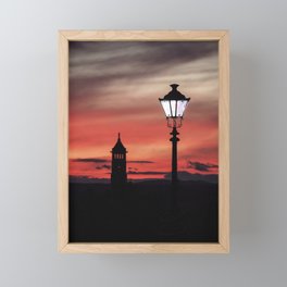 Sunset street lantern | Europe travel photography  Framed Mini Art Print