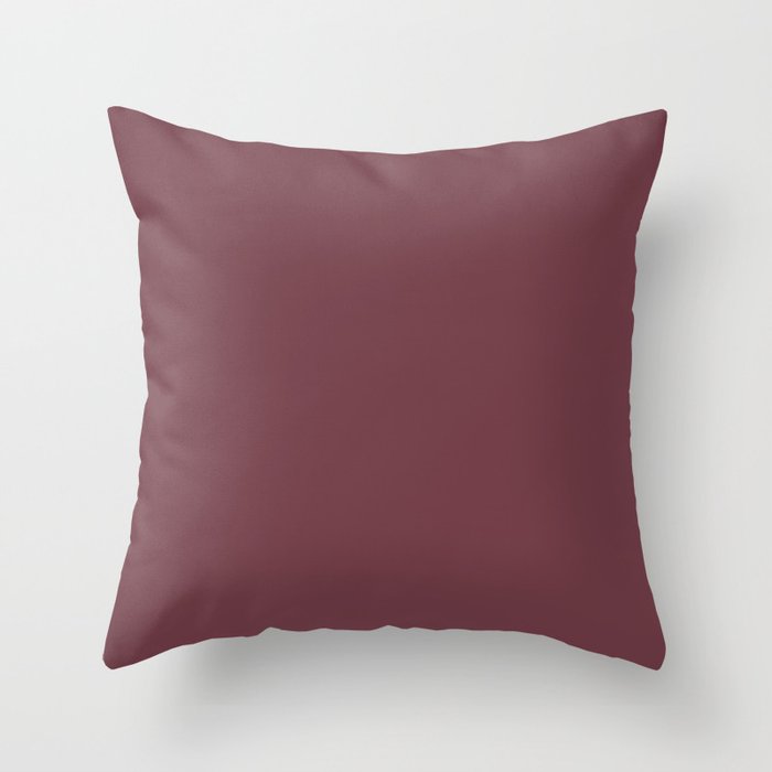 Burgundy Red Trending Solid Color  - Hue Dutch Boy 2021 Color of the Year Accent Shade Mulberry Tree Throw Pillow