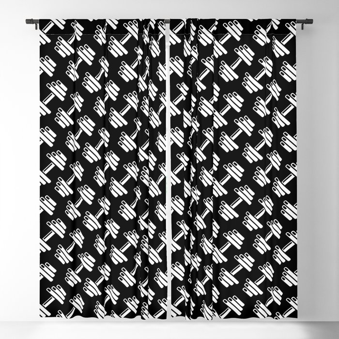 Dumbbellicious inverted / Black and white dumbbell pattern Blackout Curtain