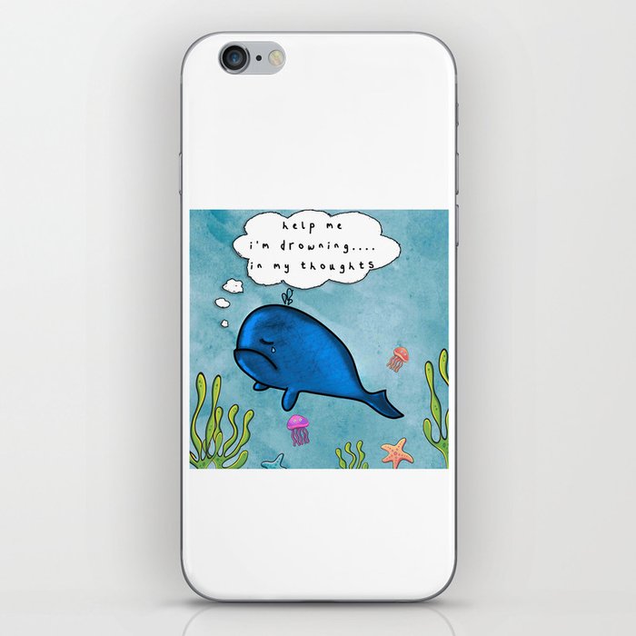 sad whale with deep quote  iPhone Skin